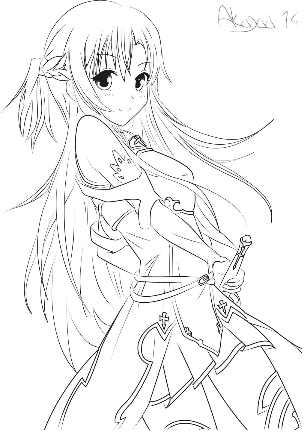 Asuna Yuuki / Sword Art Online [LineArt] by Akayaa on DeviantArt