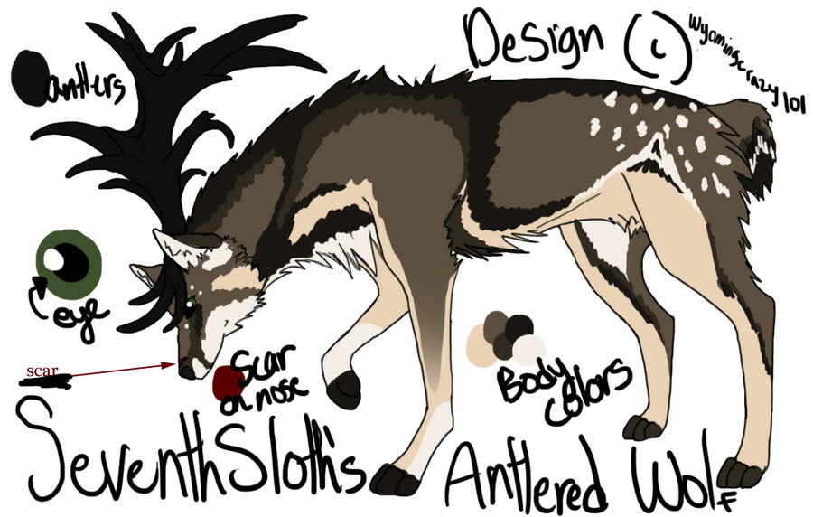 SeventhSloth's Custom Antler-Wolf by wyomingcrazy101 on DeviantArt